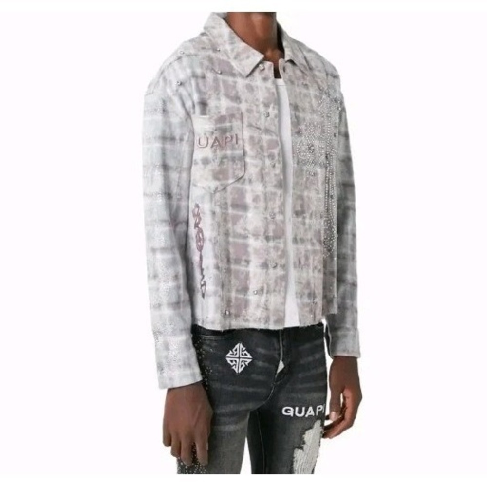 GUAPI Ice Dust Cross Flannel Short Men's Size XXL Streetwear Plaid Hip Hop